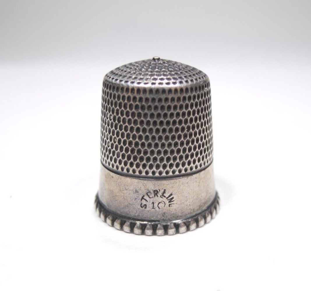 ANTIQUE STERLING SILVER 925 ANTIQUE VICTORIAN ERA SIZE 10 SEWING THIMBLE 2.6g