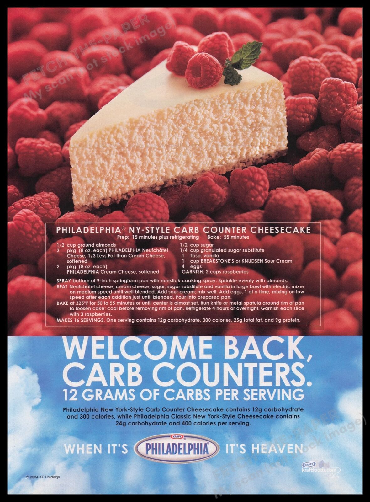 Kraft Philadelphia Cream Cheese 2000s Print Advertisement Ad 2004 Recipe