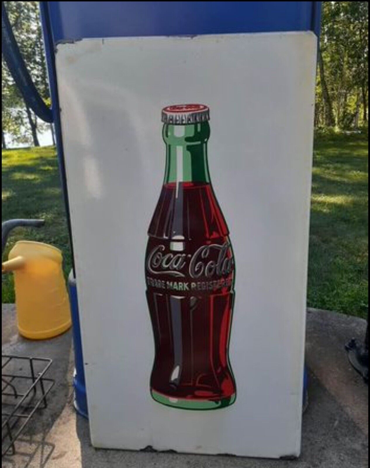 1950s Original Coca Cola Porcelain Sign Old & Real Coke Soda Advertising