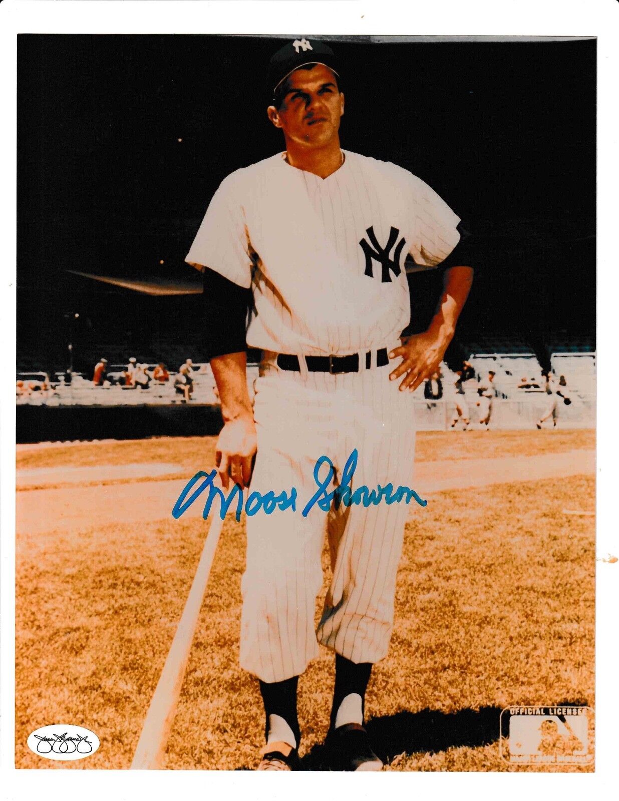 Moose Skowron Signed Autograph 8x10 Photo James Spence Sticker of Approval NY