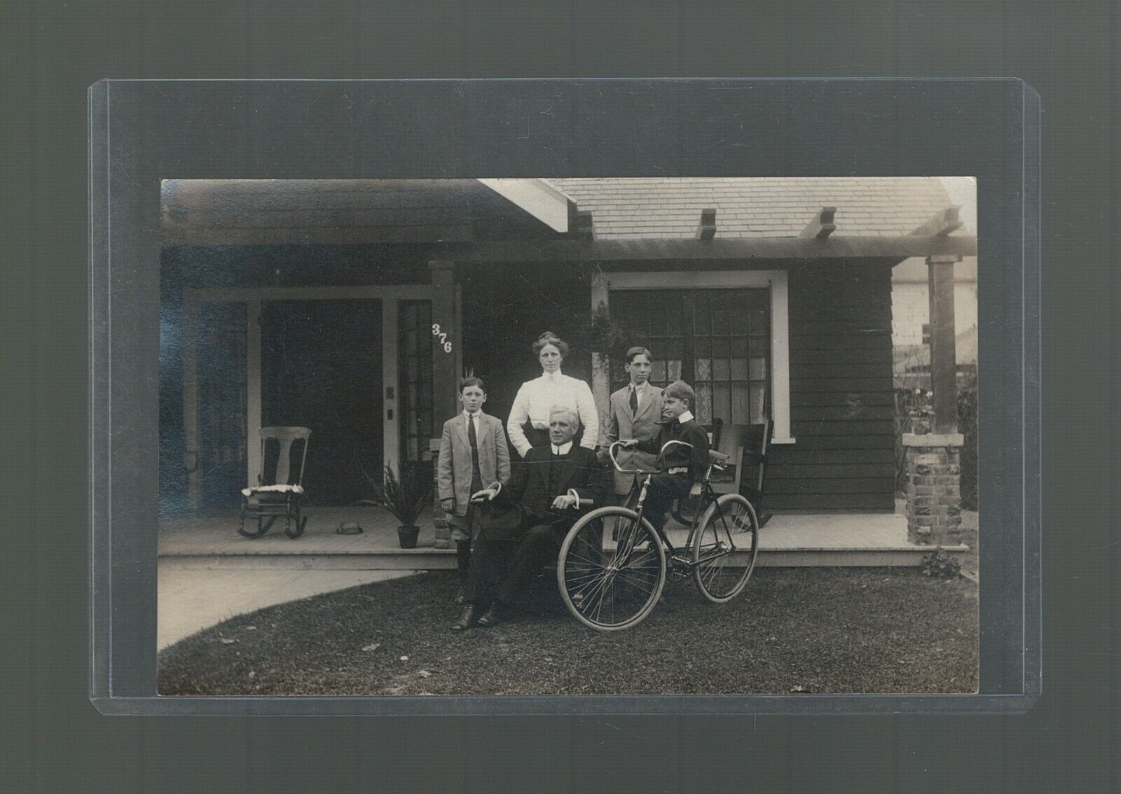 RPPC Boy On Antique Tricycle During Family Photo Beloit Kansas 1910