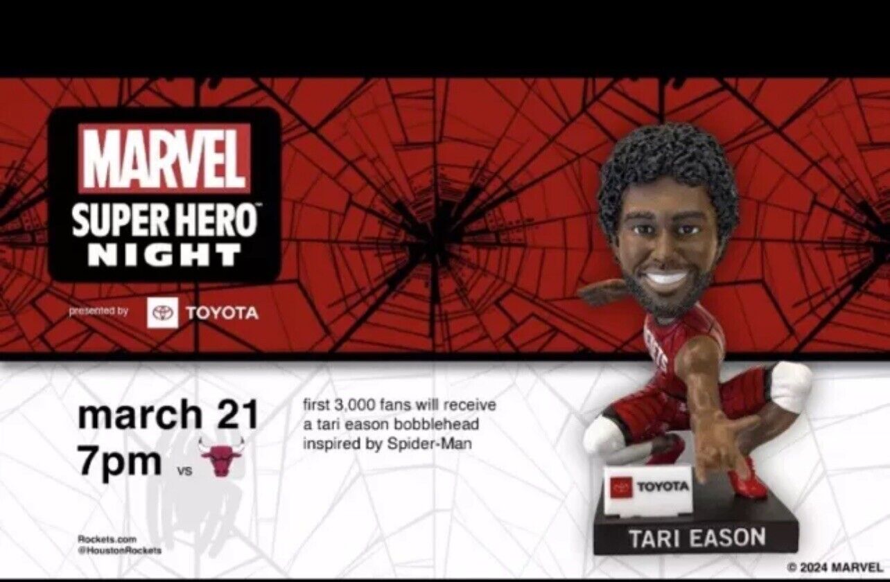 Tari Eason Spider-Man Houston Rockets Bobblehead Limited Edition Unopened