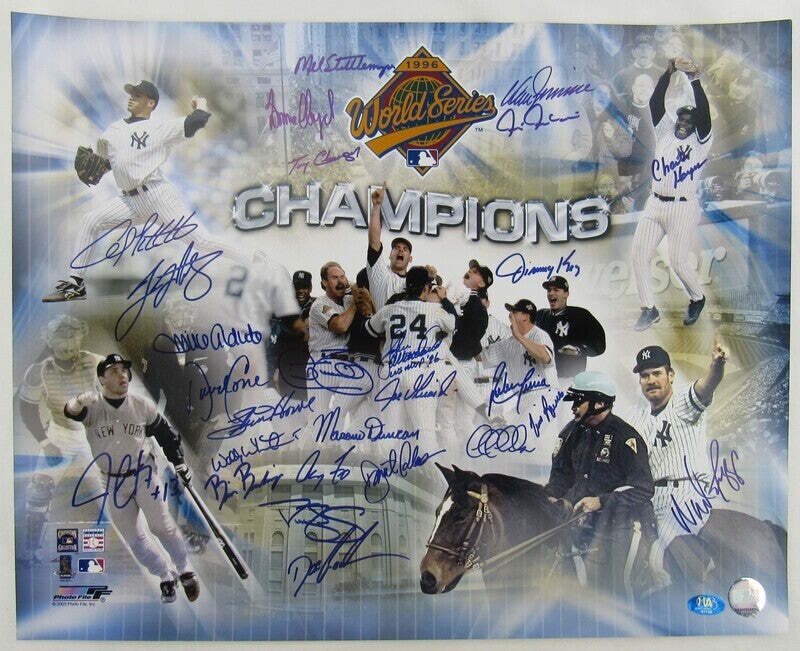 1996 World Series Champions 27 Yankees Signed Auto Autograph 16x20 Poster JSA YY