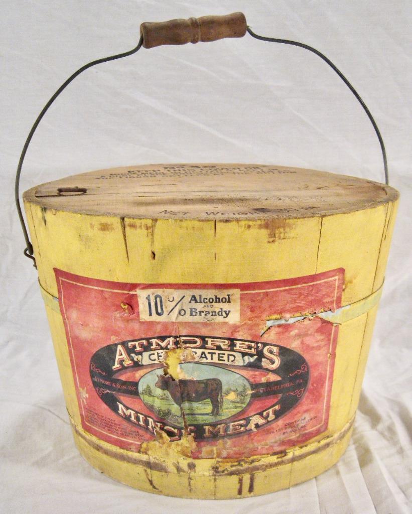 Atmore & Son Mince Meat Bucket Wooden Philadelphia PA Mincemeat Antique (O2) #2