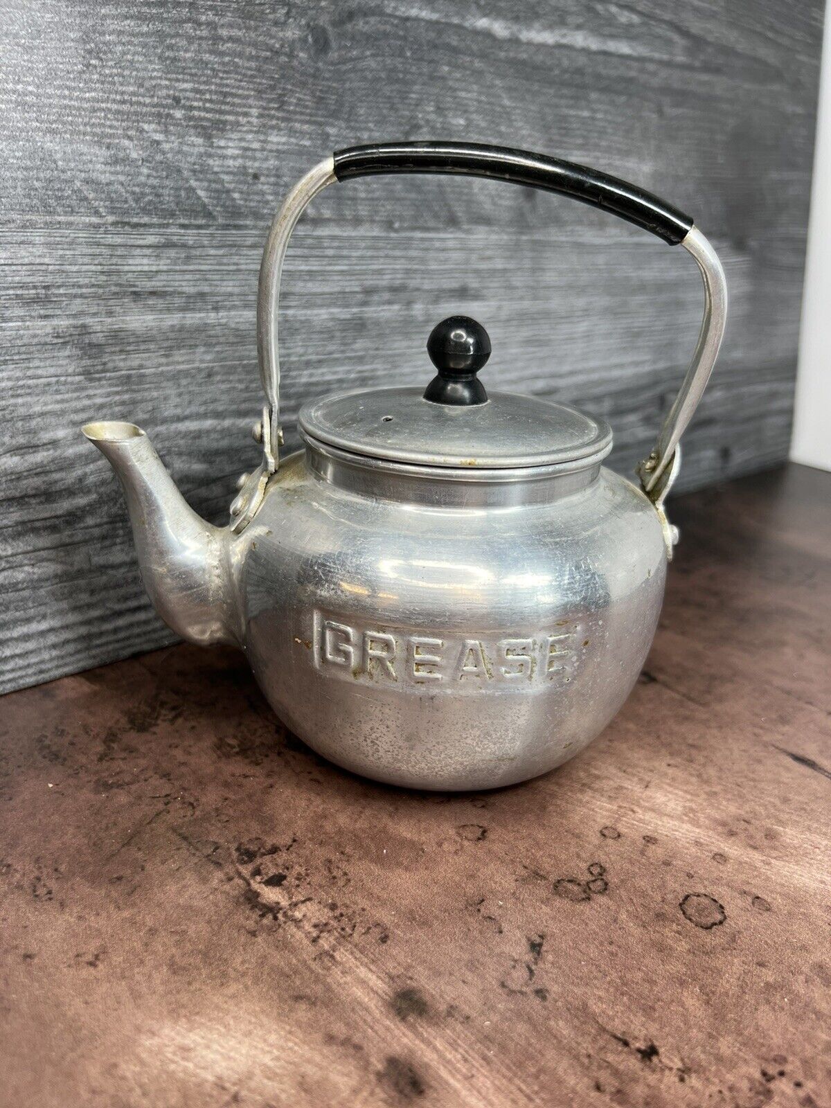 Vintage \'1960\'s Aluminum Tea Pot GREASE saver Container + Lid - JAPAN