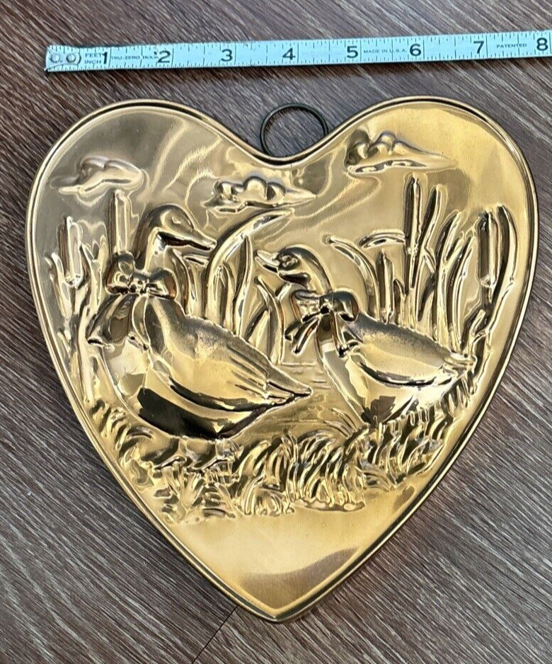 Vintage Copper Mold ducks heart wall hanging jelly mold