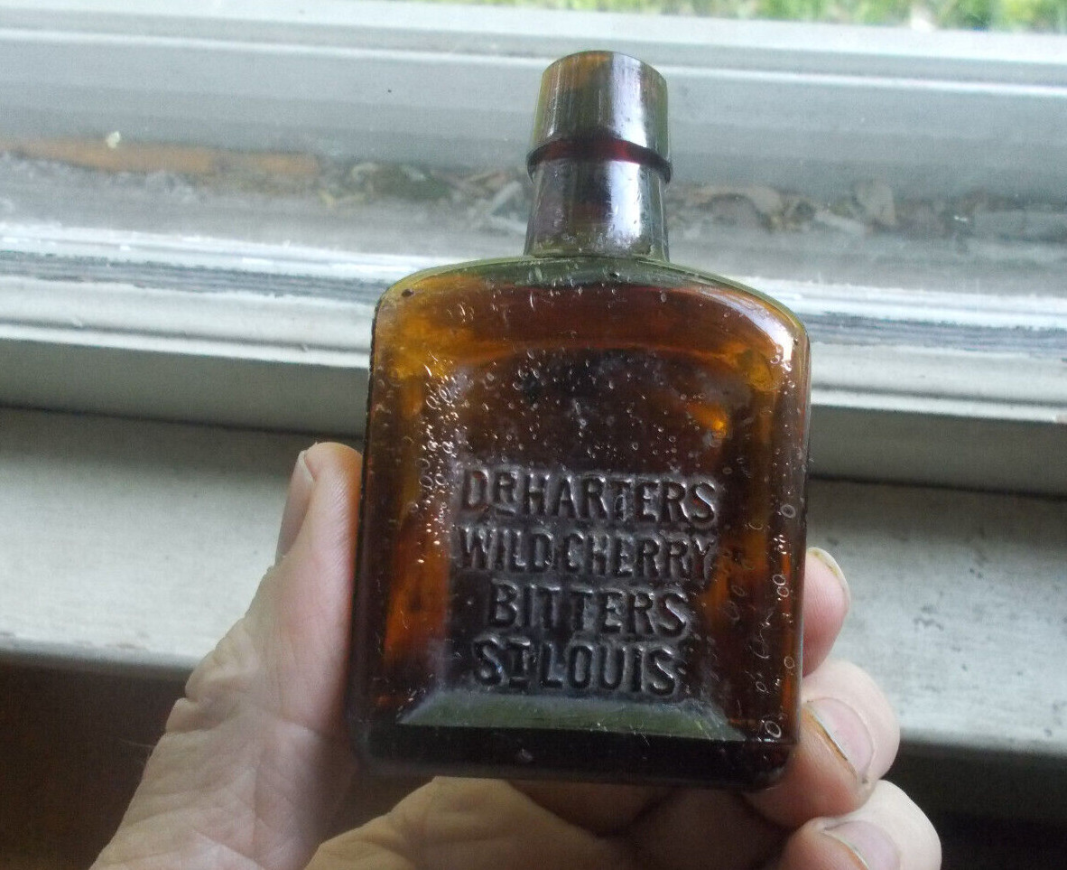 MINI SAMPLE SIZE DR.HARTER\'S WILD CHERRY BITTERS ST.LOUIS EMB WITH WORN LABEL