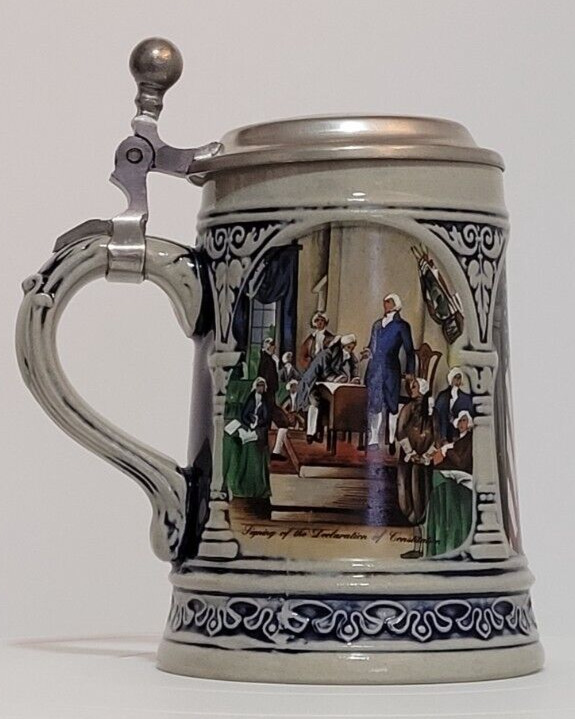 SIGNING of U.S. DECLERATION OF INDEPENDENCE  6” GERZ GERMAN BEER STEIN WITH LID