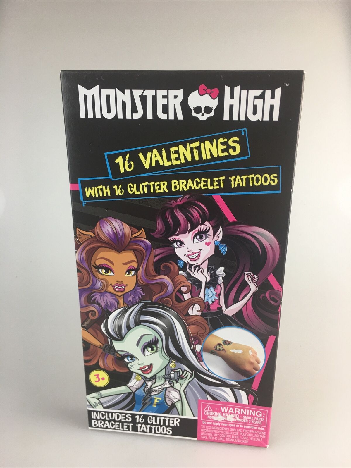 Monster High 16 Valentines Day Cards & Glitter Bracelet Tattoos Girl Friends NEW