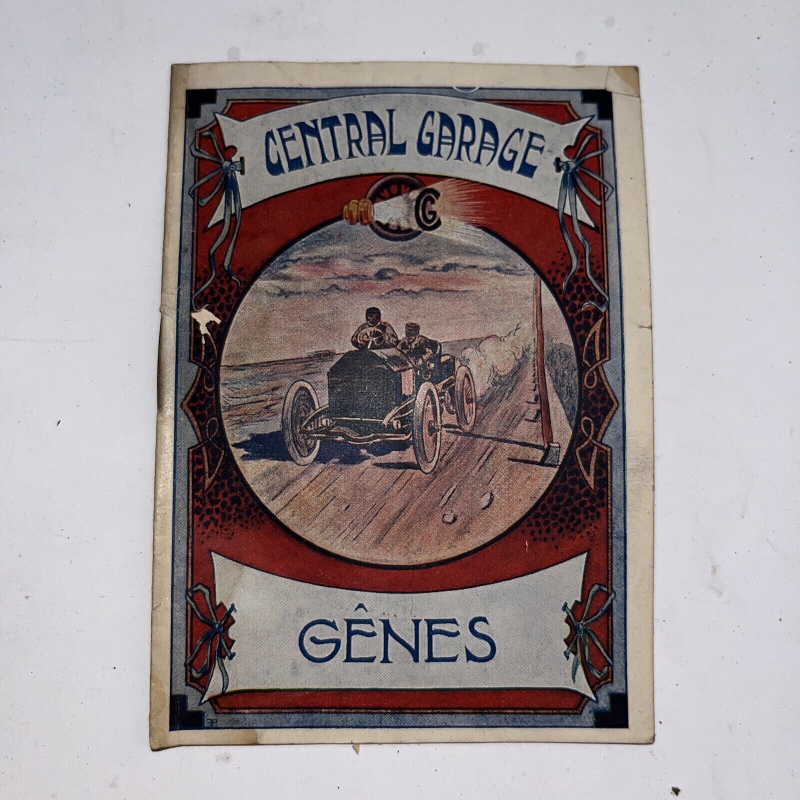 Antique Central Garage Gênes Genoa Italy - Instruction for Motorcars w Map