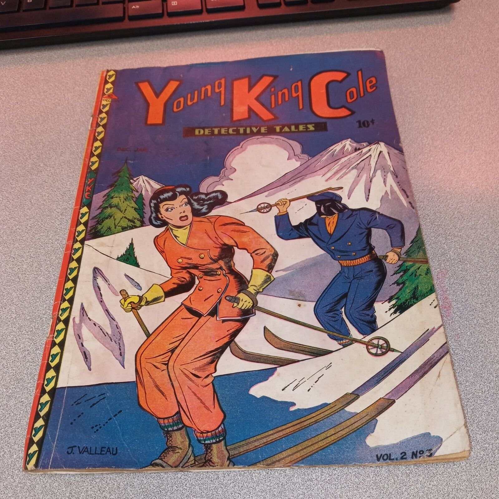 Young King Cole V2 3 golden age 1947 Novelty Press ski slope Good girl art cover