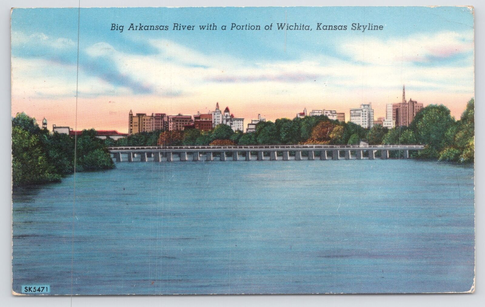 Lemon Bang~Arkansas River With Portion Of Wichita Kansas Skyline In View~PM 1955