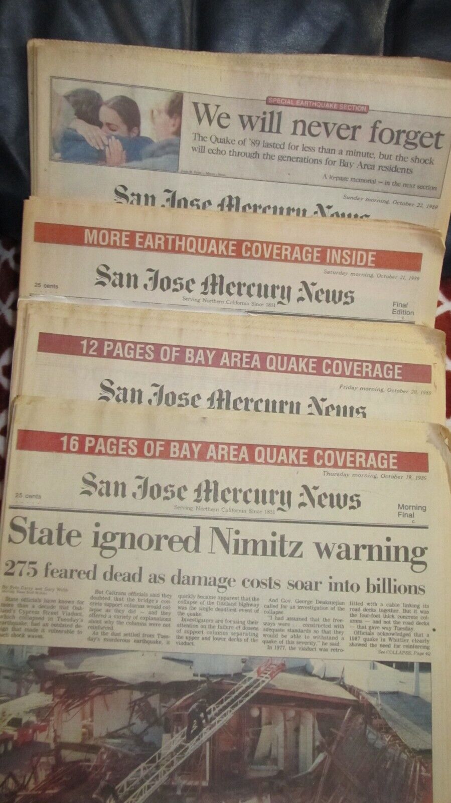 4 San Jose Mercury Newspapers Oct 19-22, 1989 SF Quake Giant\'s A\'s World Series