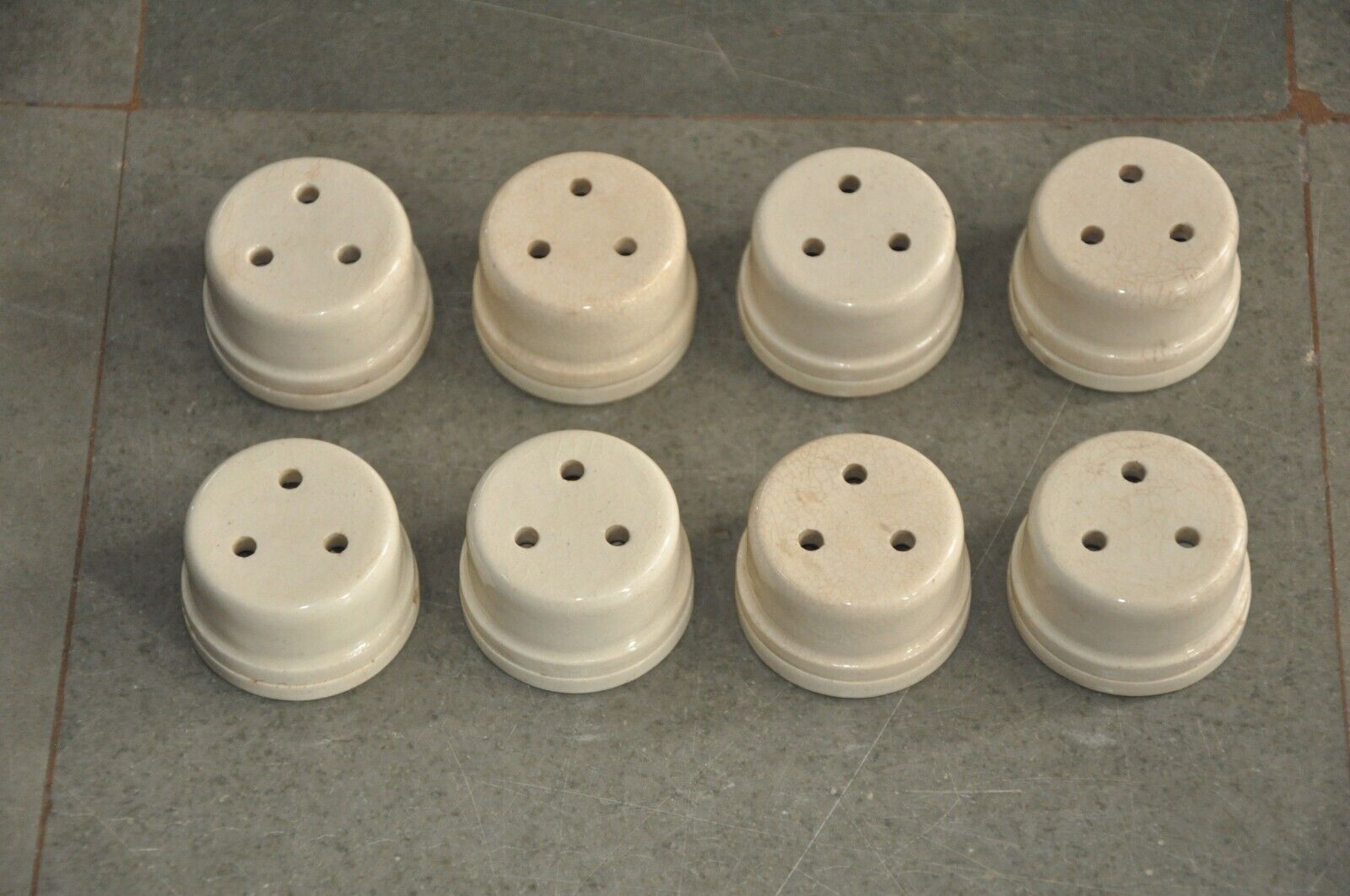 8 Pc Vintage Ceramic Round White Fine Electric Switches/ Plug , England