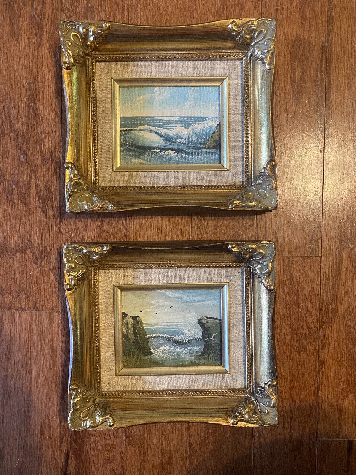 Acrylic Ocean Scene Paintings Vintage Gold Frames