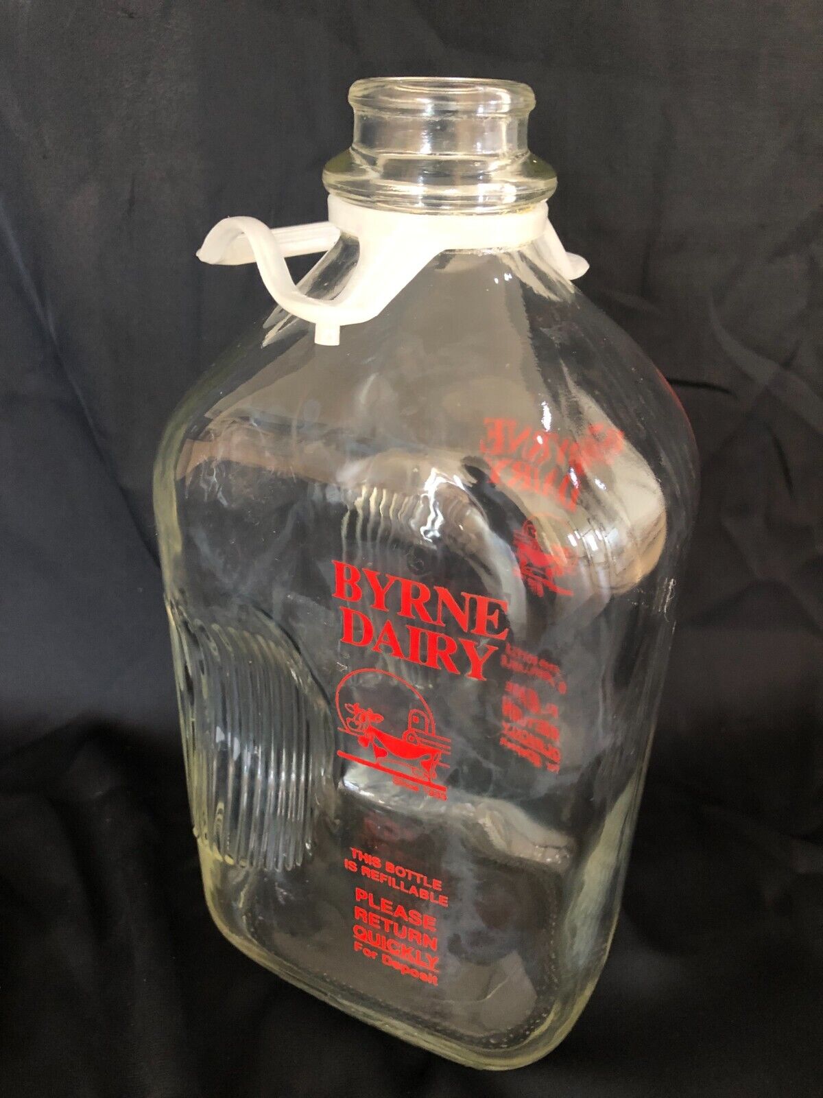 Vintage Byrne Dairy Milk Bottle 1/2 Gallon Glass New York - Red Letterin