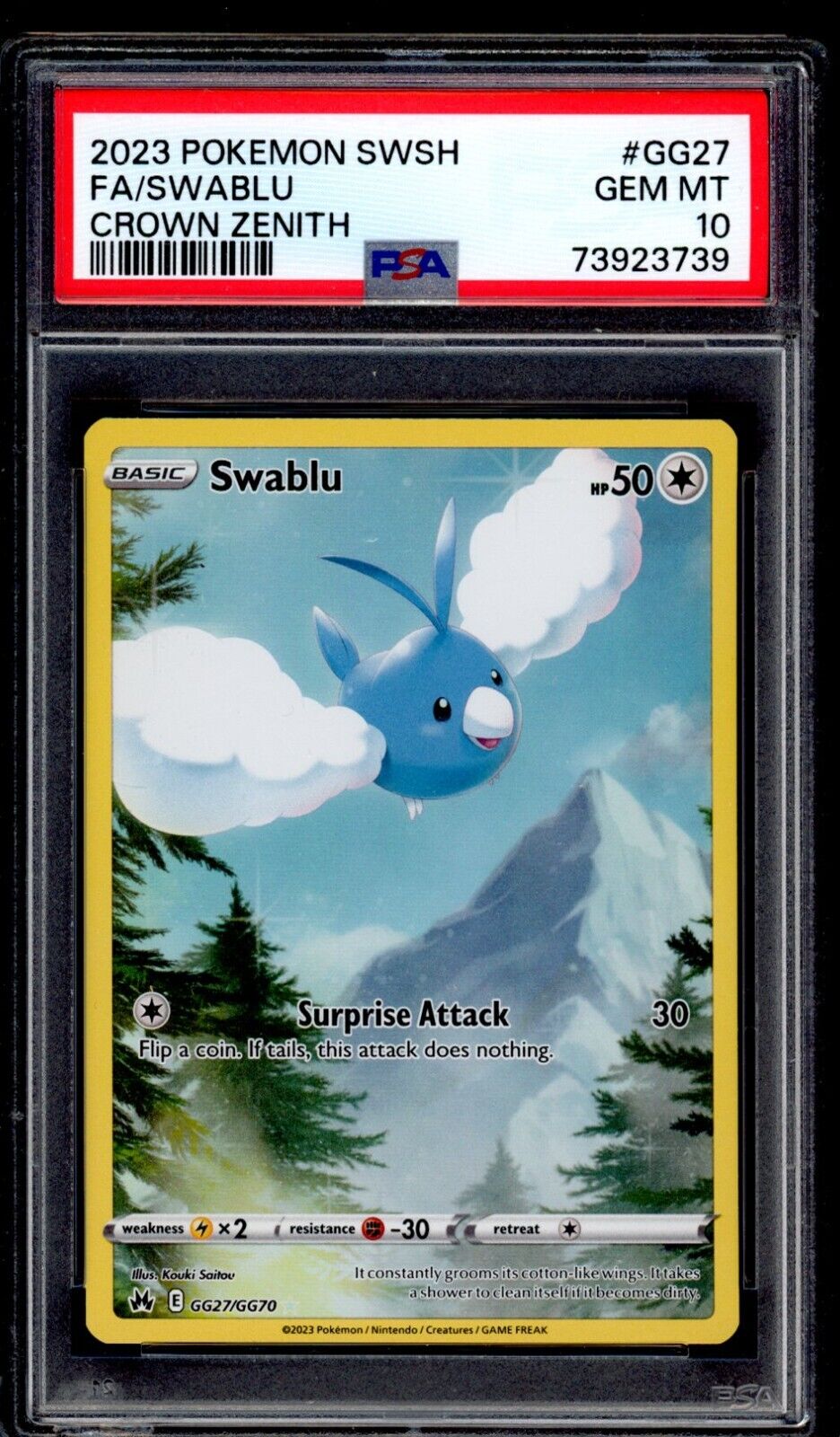 PSA 10 Swablu 2023 Pokemon Card GG27/GG70 Crown Zenith