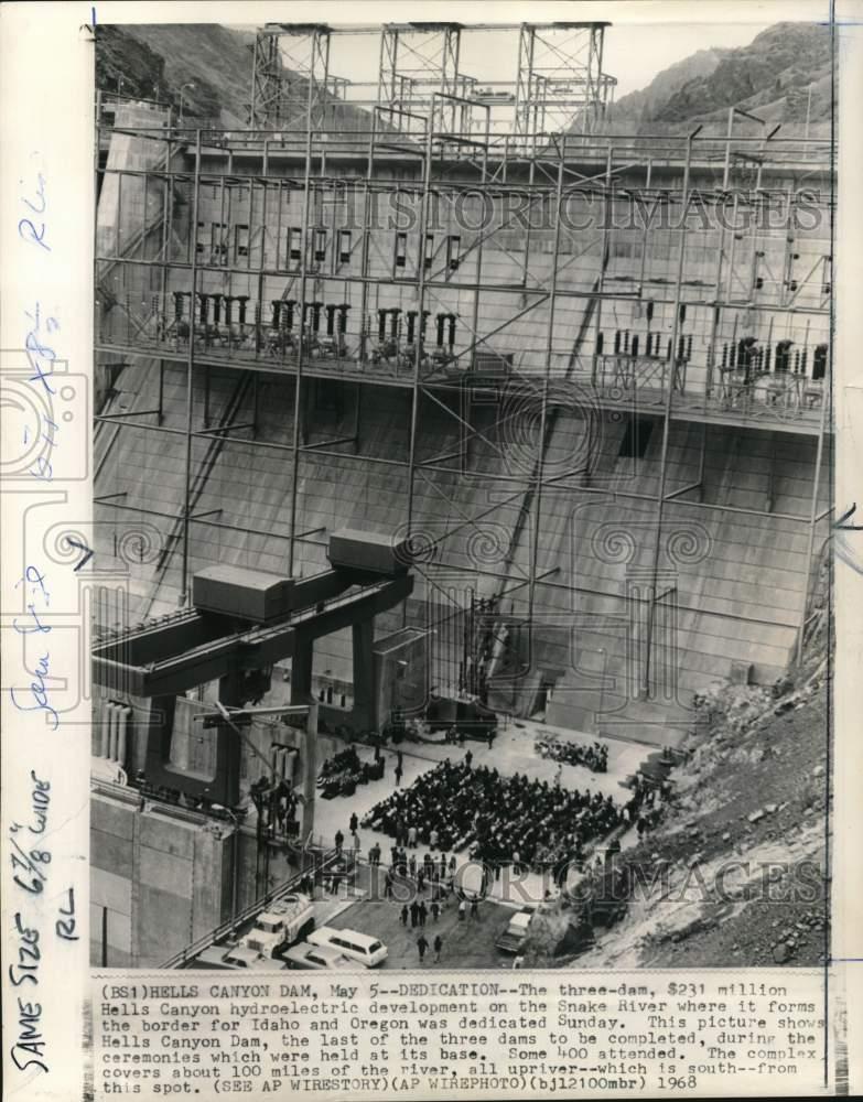 1968 Press Photo Dedication ceremony for Hells Canyon Dam on Oregon/Idaho border