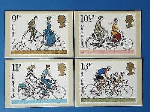 Set of 4 PHQ Stamp Postcards set No.31 Cycling 1978 CF2