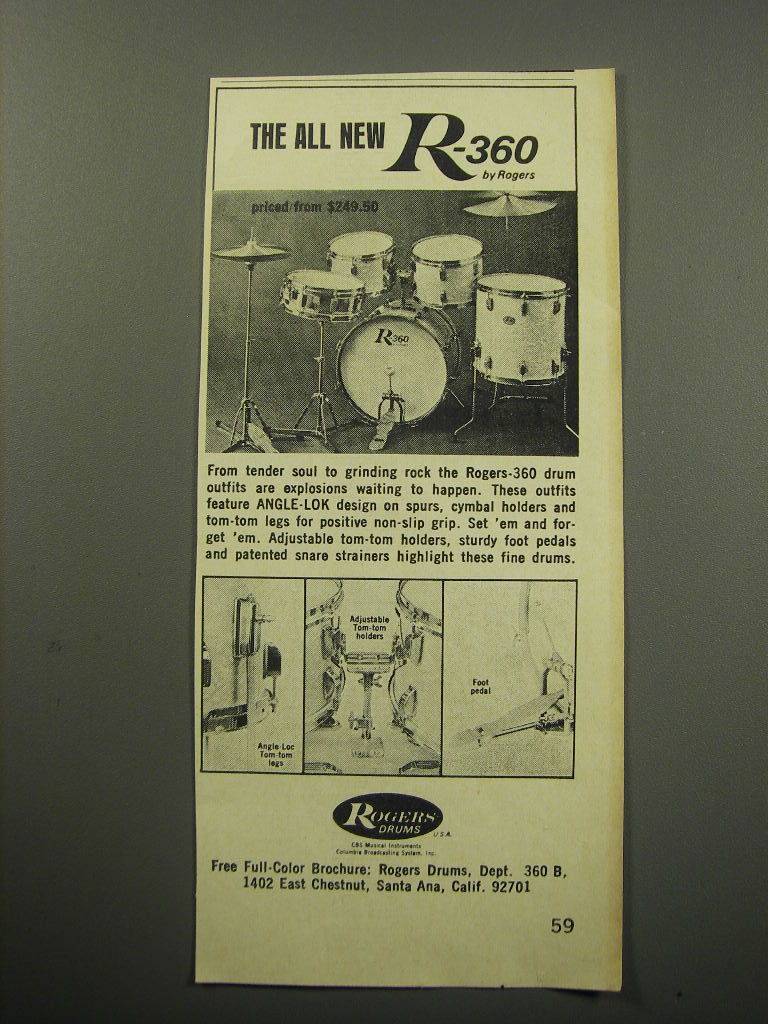 1969 Rogers R-360 Drum Set Ad - The All new R-360 by Rogers