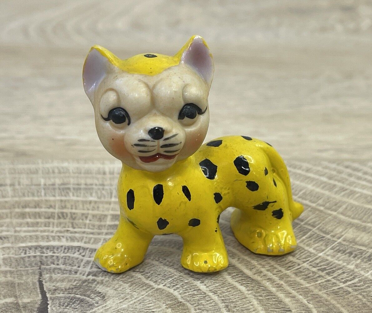 VTG Anthropomorphic Wild Cat Figurine Cheetah Leopard Porcelain 1950\'s Jungle