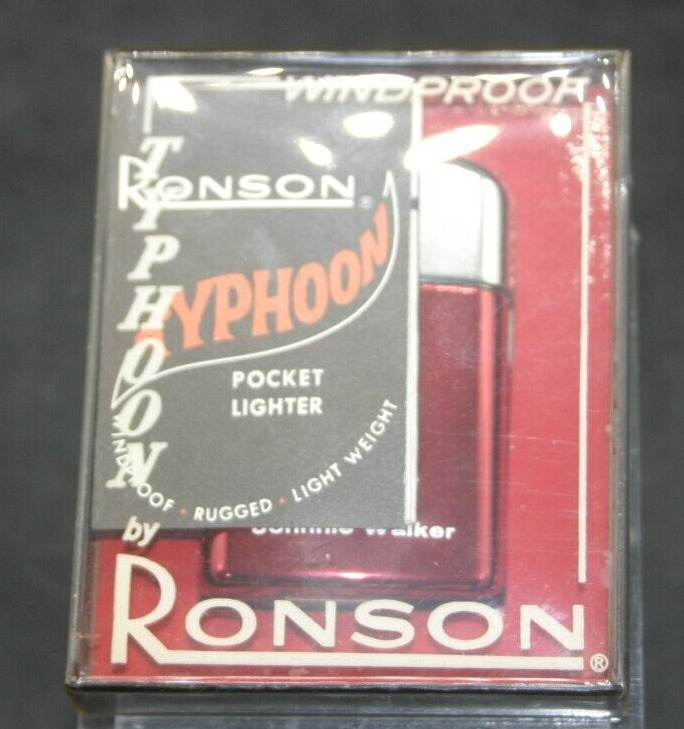VINTAGE RED JOHNNY WALKER  TYPHOON RONSON LIGHTER- NEW RARE WOW NOS