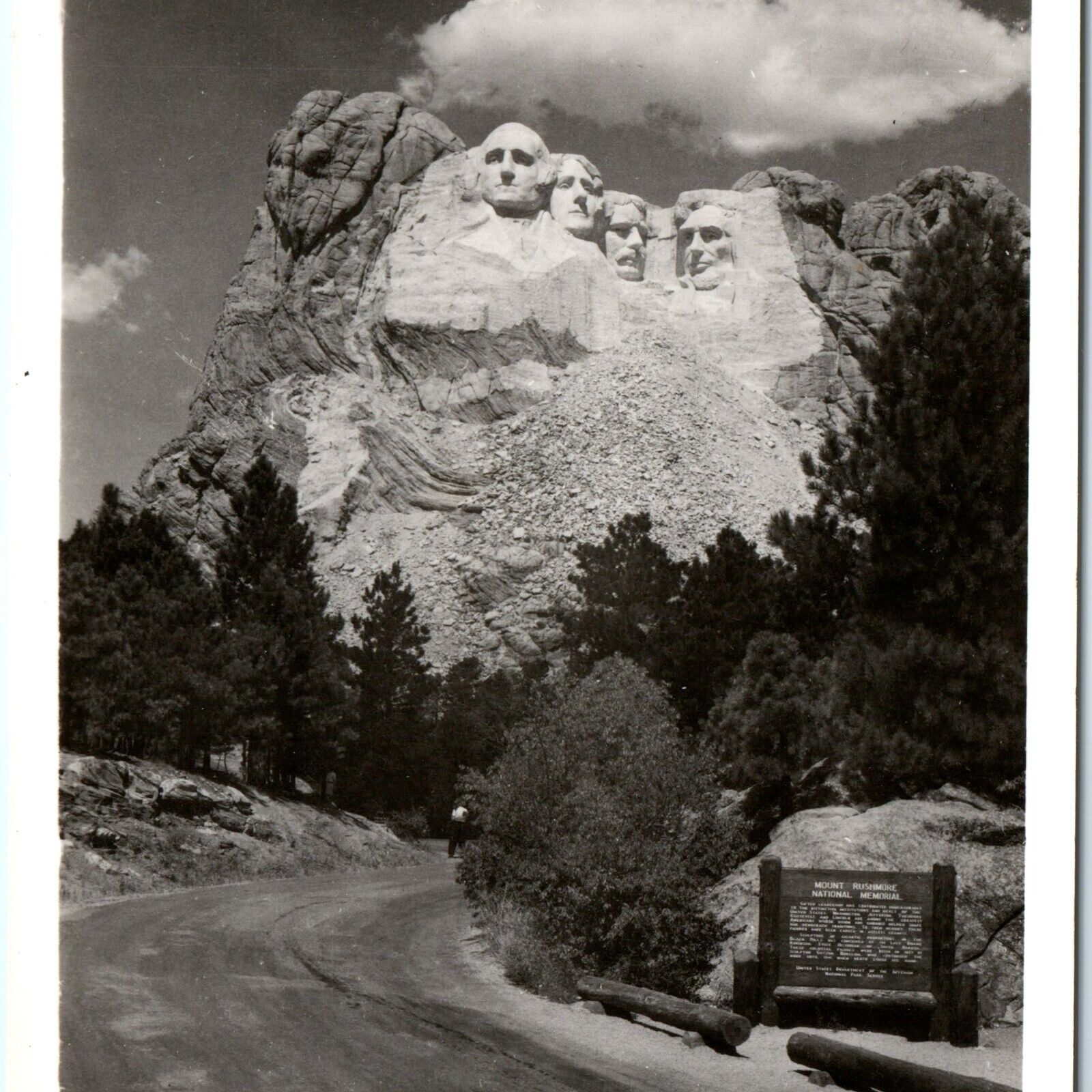 c1940s Black Hills, S.D. RPPC Mount Rushmore Real Photo Postcard Bell Mt SD A87