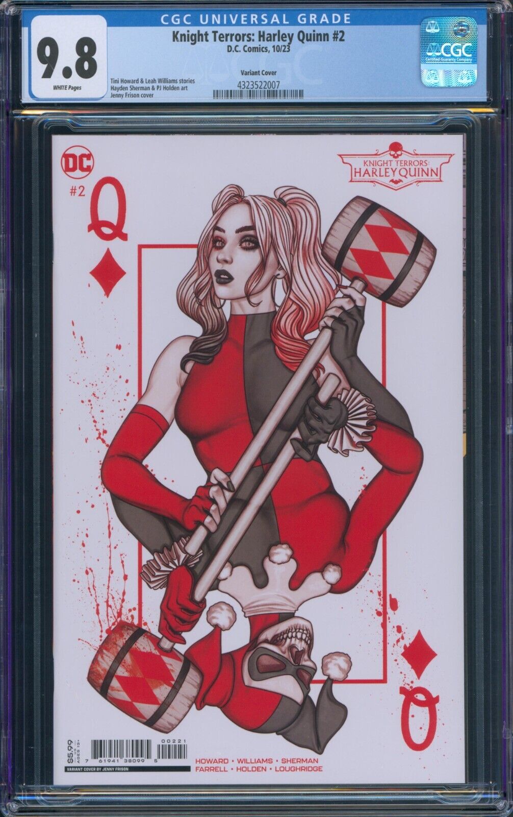 Knight Terrors Harley Quinn #2 CGC 9.8 Jenny Frison Queen Card Var DC 2023 Joker