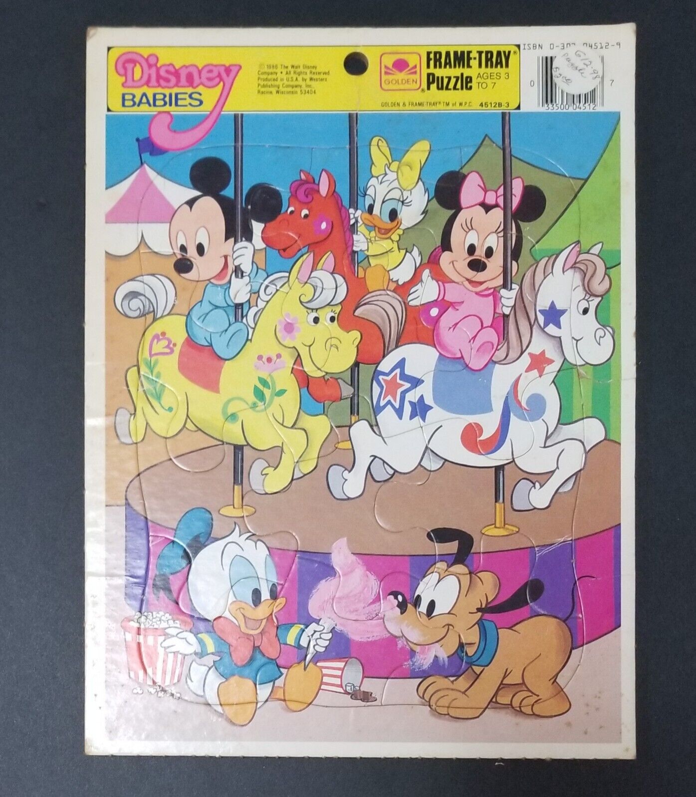 DISNEY BABIES 1986 Golden Frame Tray Puzzle 4512-3 RACINE WI Made in USA