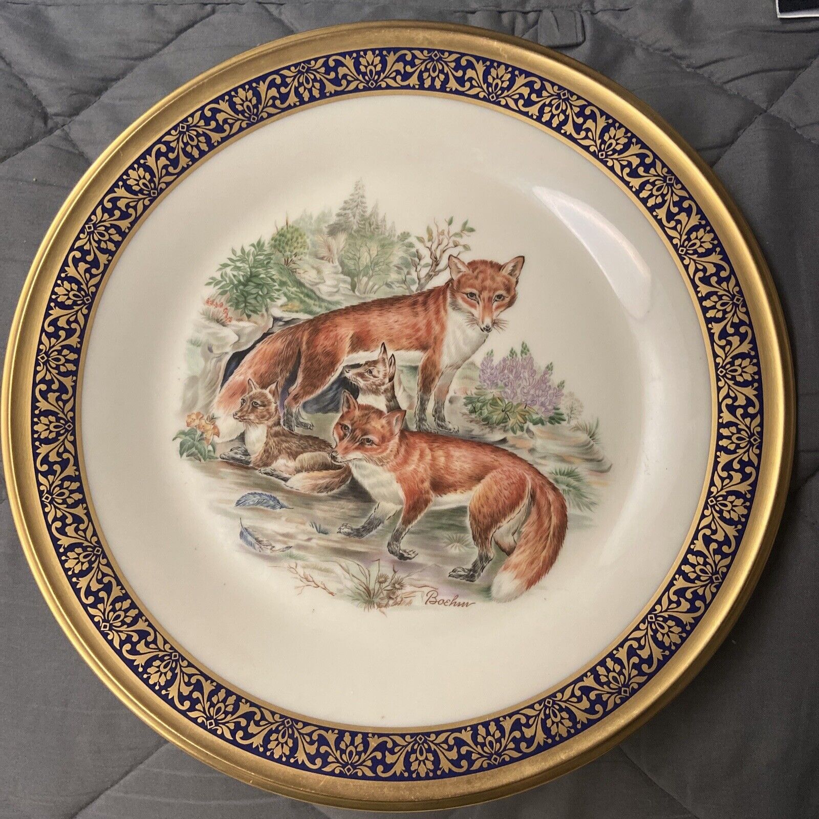 Lenox Limited Edition Woodland Wildlife Red Foxes Plate - 1974 (on Rack)
