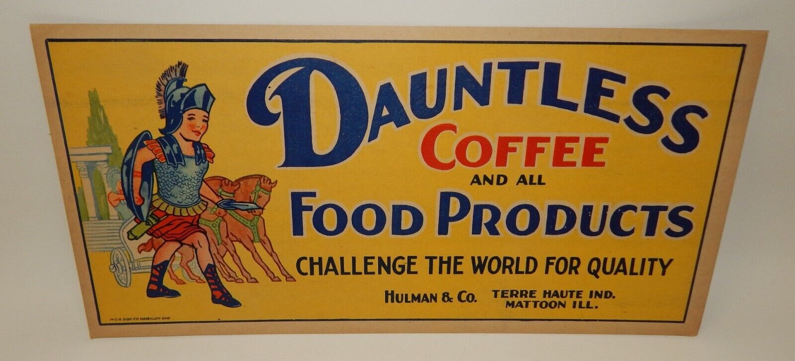 Vtg Dauntless Coffee & Food Products Hullman & Co. Terre Haute IN Advertising