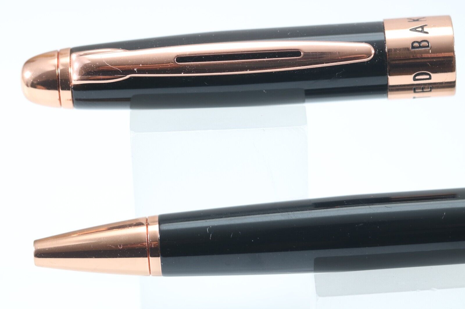 Vintage Ted Baker Voyager Lacquered Black Ballpoint Pen, Rose Gold Trim (Cased)