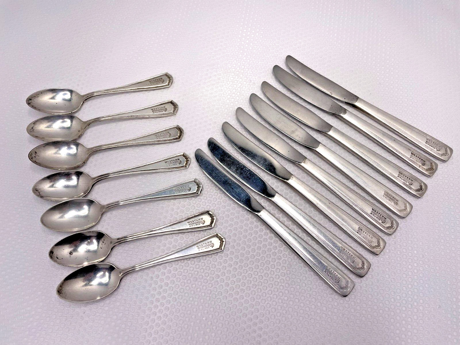 Vtg Western Airlines INDIAN HEAD Art Deco Oneida Hotel s/Plated Flatware Lot 15