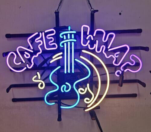 Cafe Wha Guitar Music Neon Sign Light  Beer Bar Wall Decor 19x15