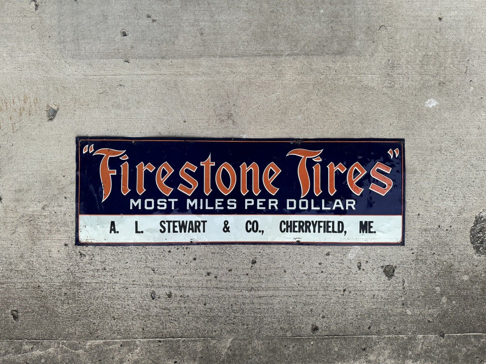 Firestone Tires Sign Embossed Tin Vintage