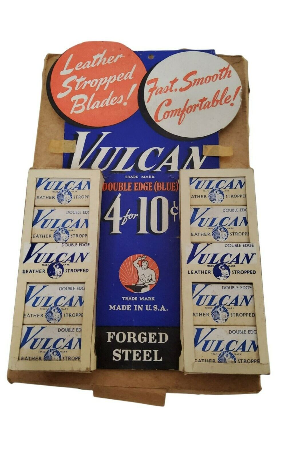 rare vintage vulcan leather strop blades double edge full 20pk display.