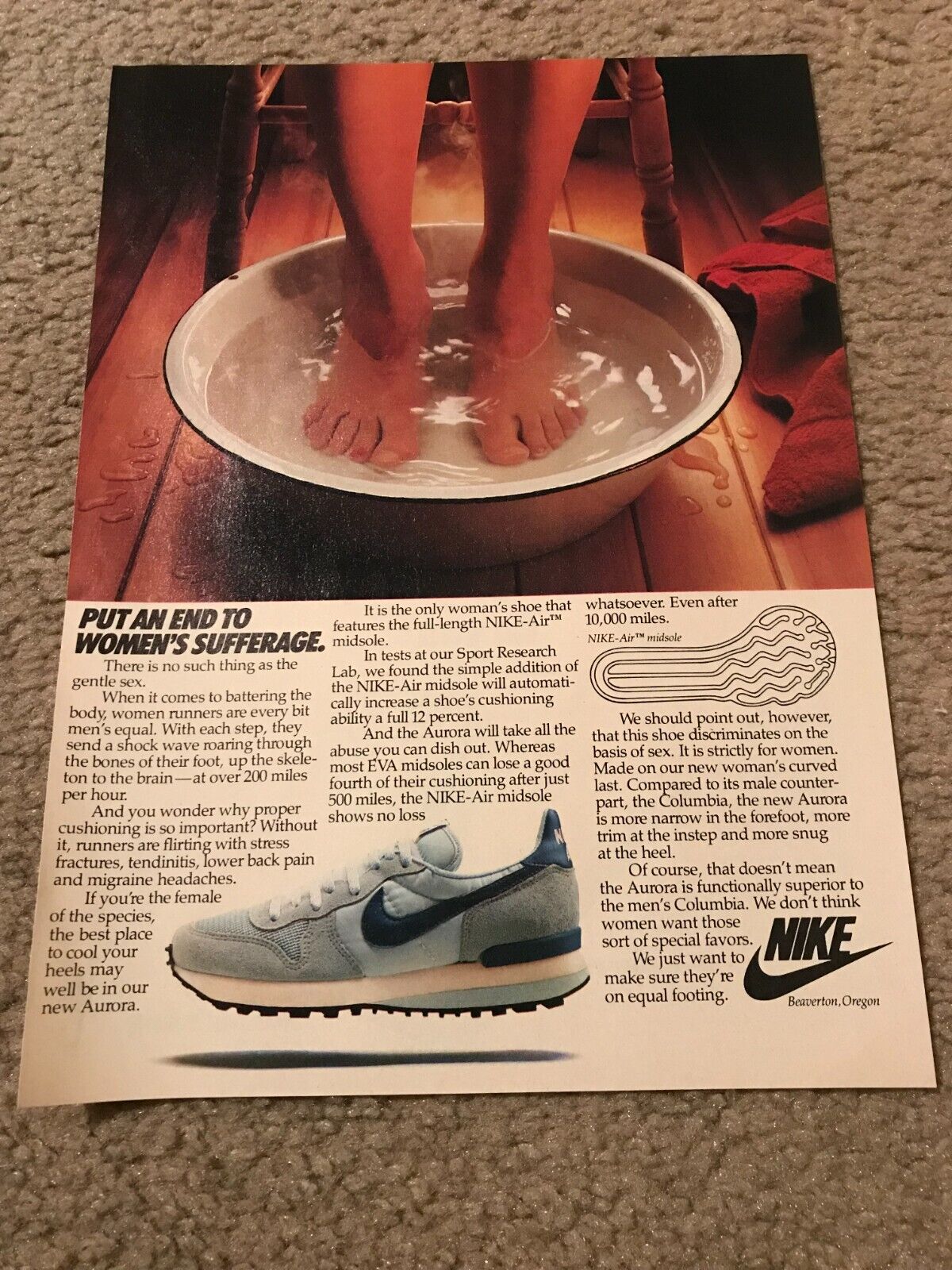 Vintage 1983 NIKE AURORA Women\'s Running Shoes Poster Print Ad 1980s