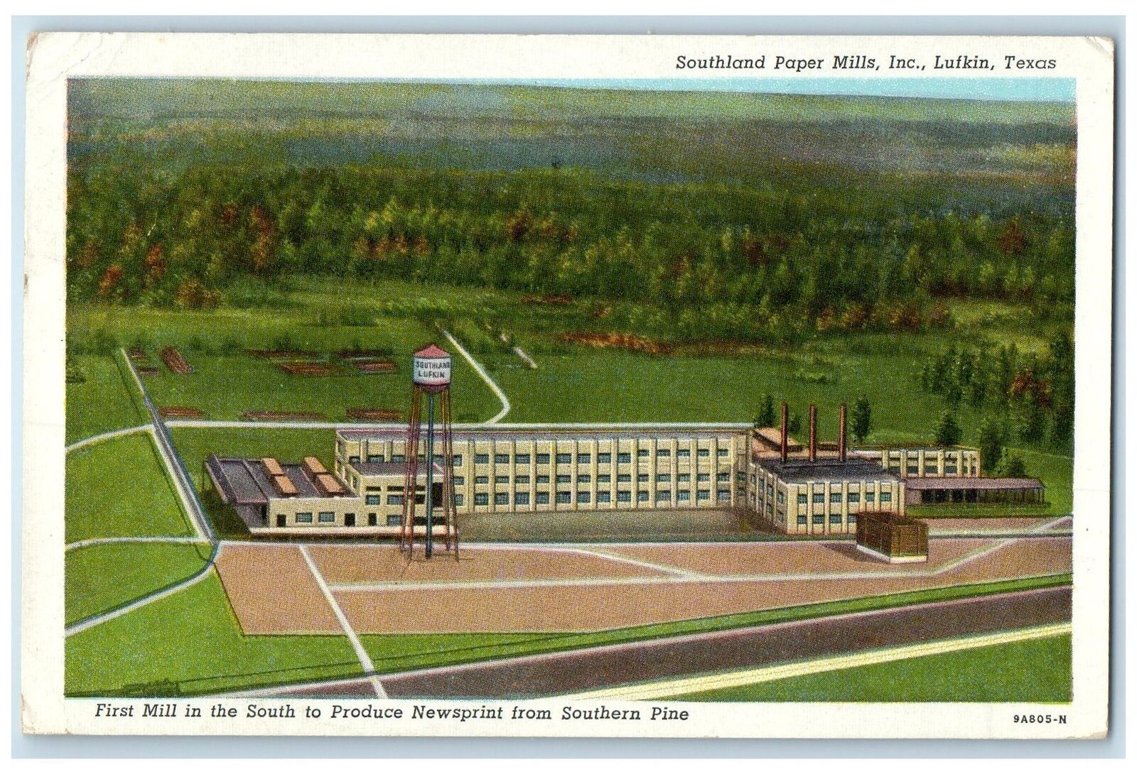 1948 Southland Paper Mills Inc. Manufacturing Building Lufkin Texas TX Postcard