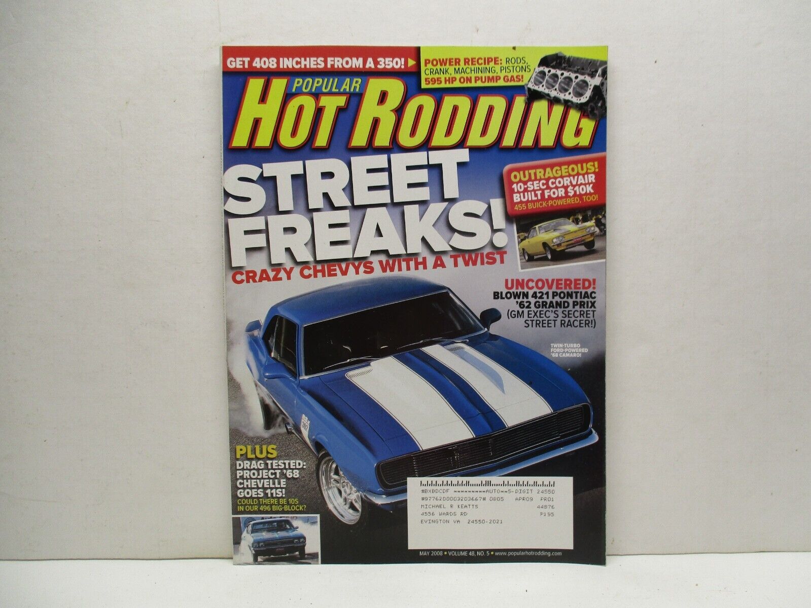 May 2008  Hot Rodding Magazine Ford Chevy Dodge Pickup Camaro Mustang Shelby