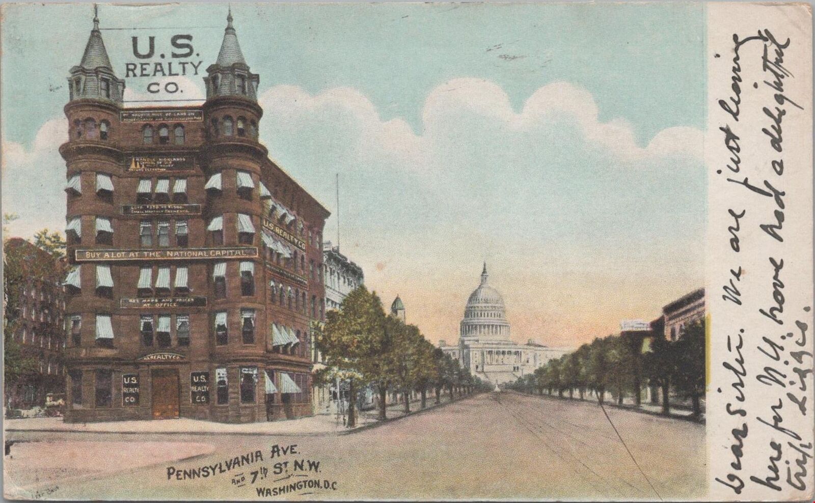 Postcard US Realty Co Pennsylvania Ave Washington DC 1907