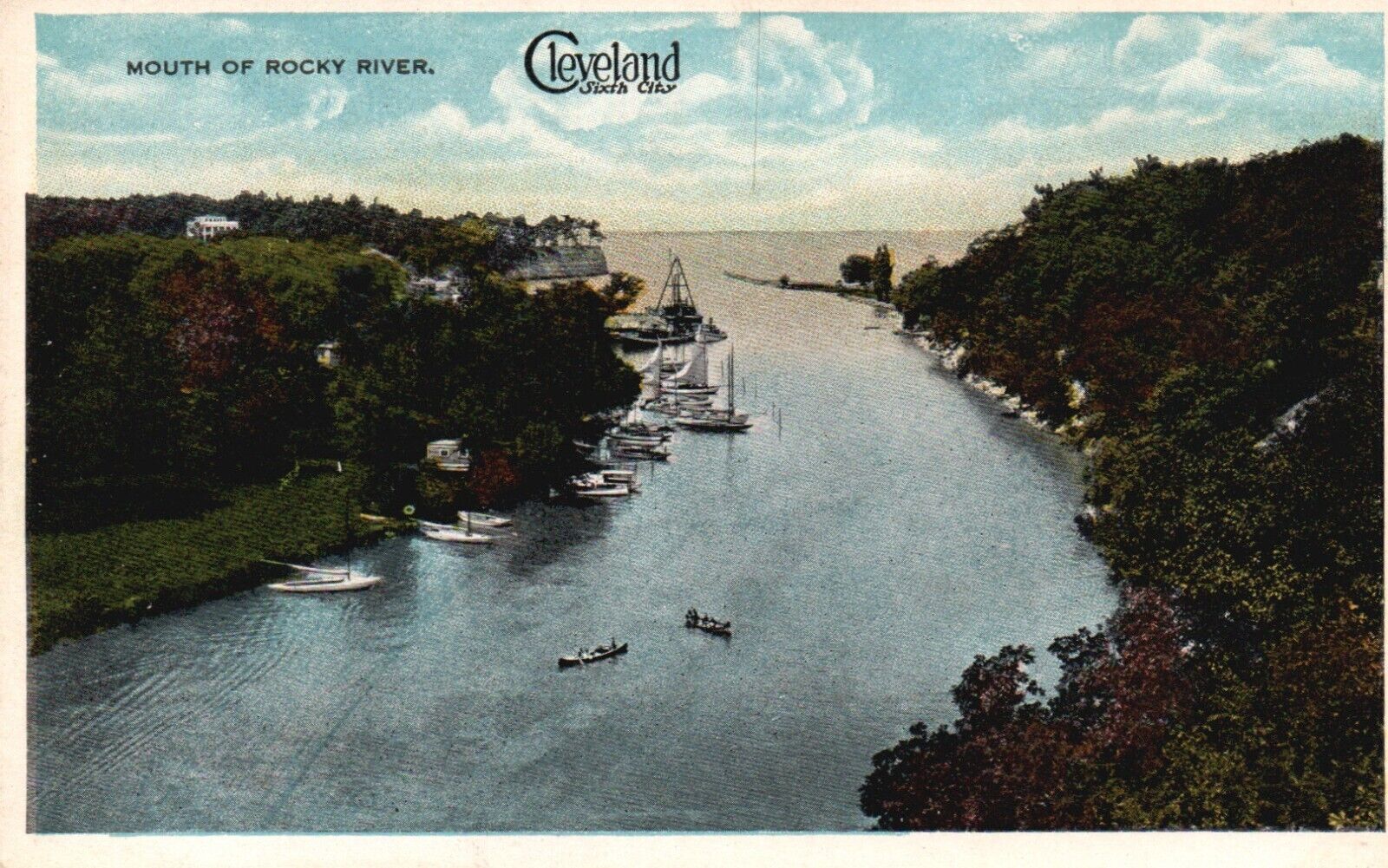 Postcard OH Cleveland Ohio Mouth of Rocky River White Border Vintage PC J6150