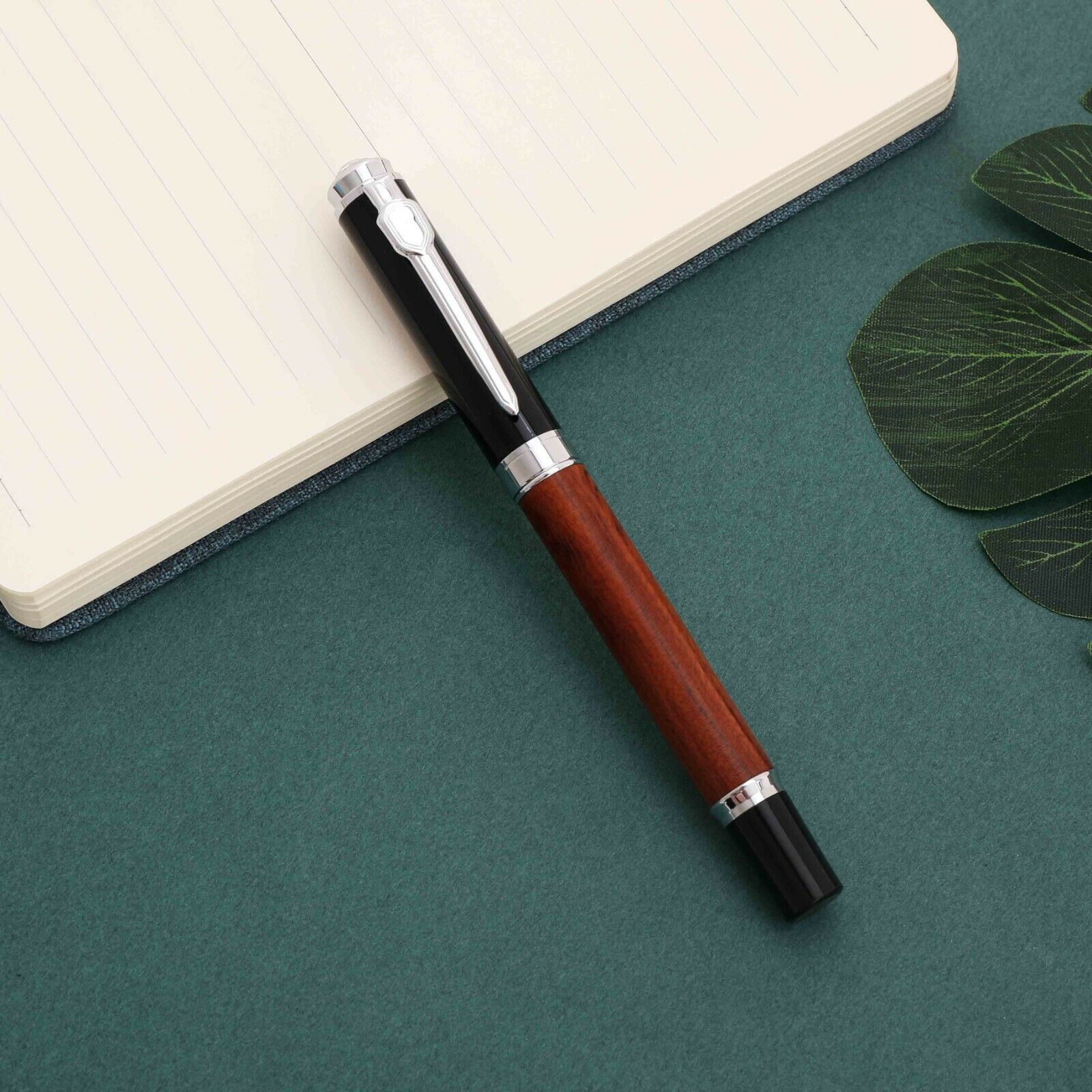 High Quality Black Ballpoint Pen with Cherry Wood Pattern 0.5mm
