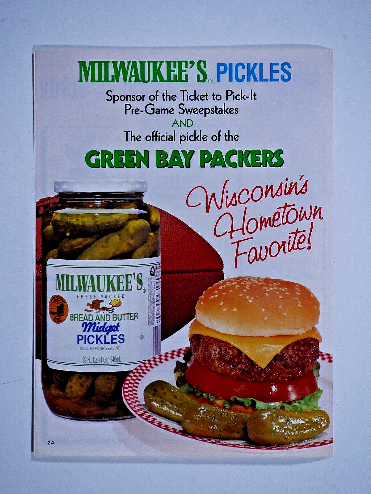 Milwaukee\'s Bread & Butter Pickles Green Bay Packers Original VTG 97 Print Ad