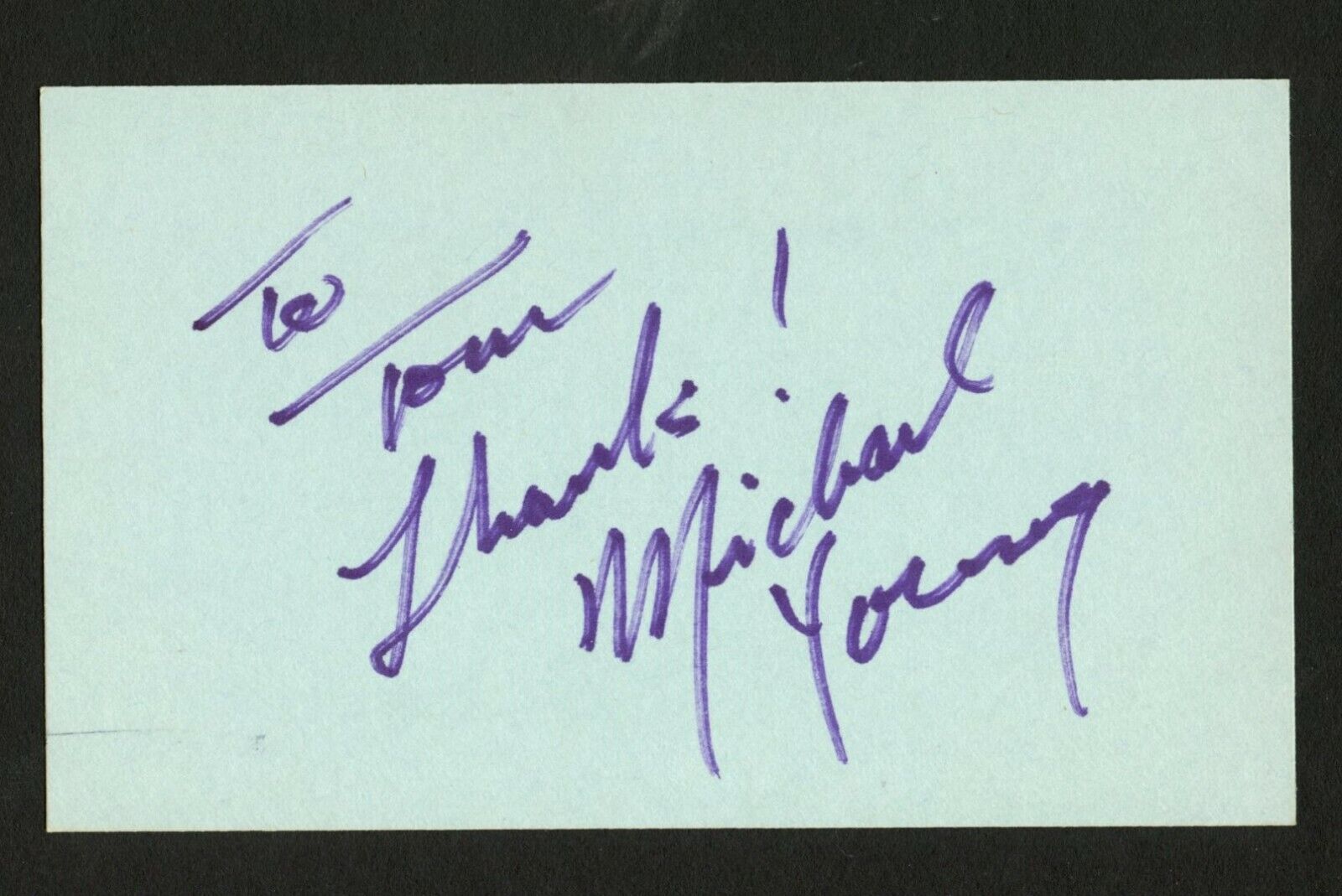 Michael Young signed autograph auto 3x5 index card Actor & Television host C799