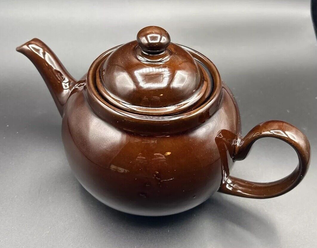 Antique English Ceramic Brown Betty Teapot