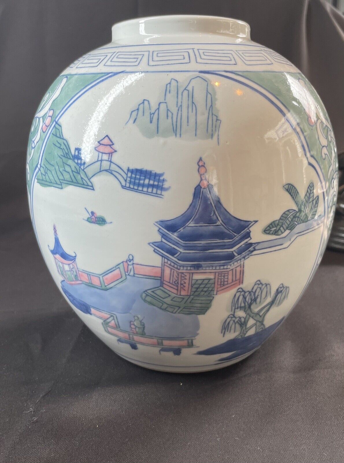 8” Vintage Oriental Style Large Vase With Flowers & Birds EPC