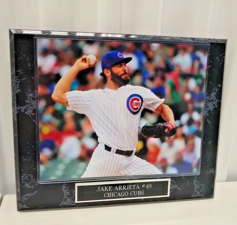 Jake Arrieta- Chicago Cubs- 10 1/2 x 13 Black Marble Plaque With 8x10 Photo