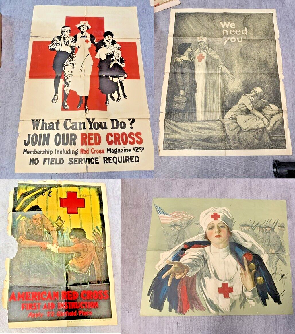 Red Cross Posters c1918-25 ORIGINAL Vintage Rare Qty-5 by Fisher, Strong, Stern