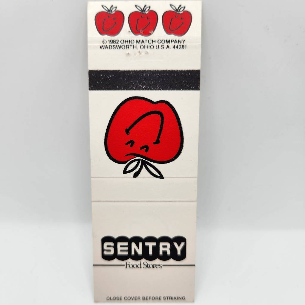 Vintage Matchbook Sentry Food Stores Apple Logo 1982 