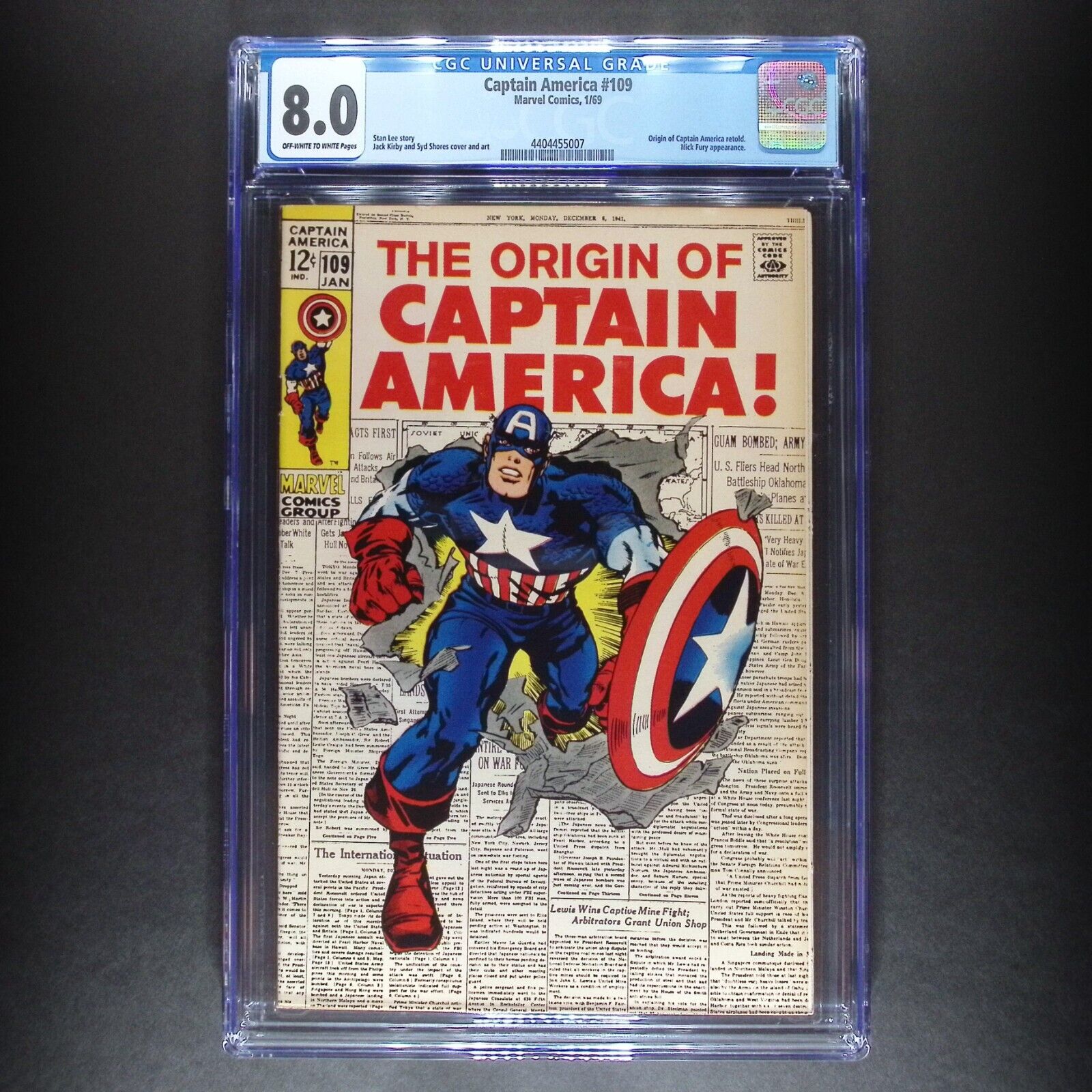 Captain America #109 | Marvel 1969 | Origin of Captain America | CGC 8.0